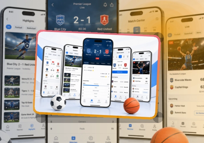 使用说明 · 直播比分App · 移动端体验更连贯界面展示